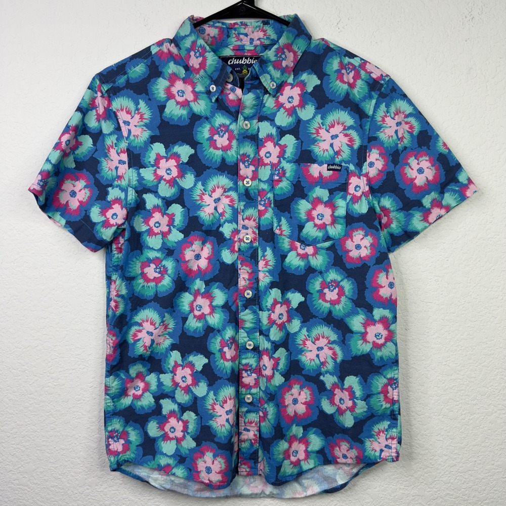 Chubbies Shirt Mens S Floral Short Sleeve Button Camp Vacation Hawaiian Tropical